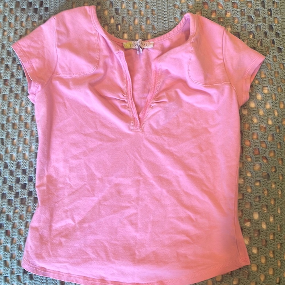 Pink Yuma Resort Short Sleeve Pink V-Neck